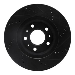 Cadillac CTS Brake Rotor (1) - Front Left - R1 Concepts - Drilled & Slotted - Black - `03-`07